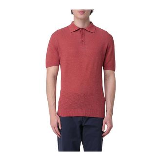 Blauer Polo van linnen en katoen - Heren - Tops - Rood - Maat: M Katoen