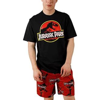 Bioworld T-Shirt Mens Black Jurassic Park Logo Short Sleeve Crew Neck FROG450
