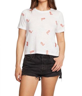 Chaser All Over Cowboy Boot Top In White/brown