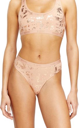 Diesel Thong in metallic-effect stretch cotton - Strings - Woman - Pink