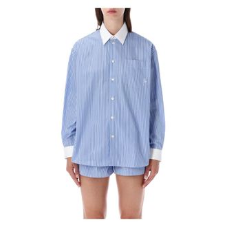 Sporty & Rich SRC Oversized Shirt - female - Sporty & Rich - Shirts - Blue - M - Blouses & Shirts