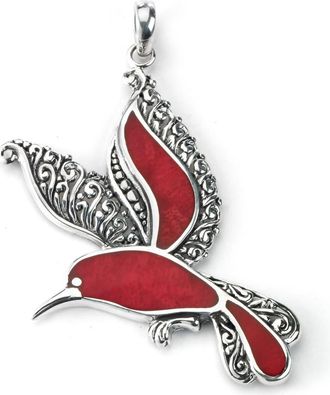 Samuel B. Sterling Silver Stone Bird Pendant in Red at Nordstrom Rack