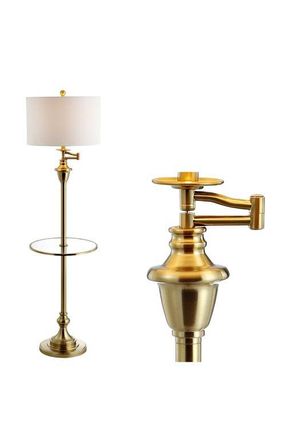 Jonathan Y Designs Cora 60 Metal/Glass LED Side Table and Floor Lamp in Brass Gold at Nordstrom
