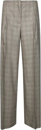 8pm Pantaloni Vita bassa Ampio a quadri Mary-a - Dames - Wijde Broeken - Beige - L - Broeken