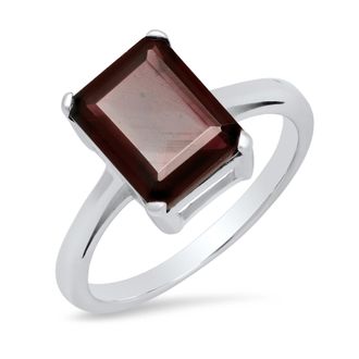 MAX + STONE Sterling Silver 8x10 Emerald Cut Gemstone Ring