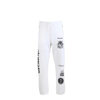 Moncler Sweatpants, female, White, Size: M Sporty High-Waisted Sweatpants with Maxi Prints