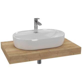 Puma Naturel Conjunto De Ba&ntilde;o Sat Con Encimera De Lavabo Dolce 80x8x50 Cm, Roble Halifax Ksetdo1