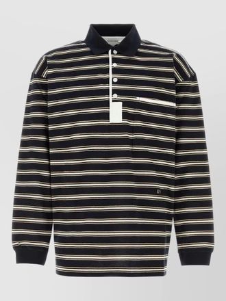 Bottega Veneta piquet polo shirt oversize stripes pocket