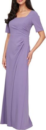 Alex Evenings Side Ruched Stretch Crepe Gown in Icy Orchid at Nordstrom, Size 14P