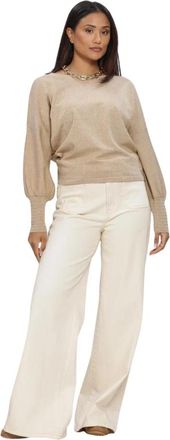 Nukus Jorien Pullover Lurex - Dames - Ronde hals truien - Beige - XL - Nylon - Truien & Vesten
