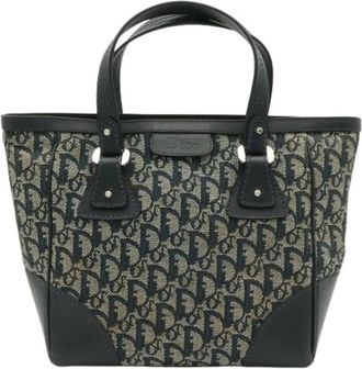 Dior Pre-owned Trotter Canvas Leather Tote Bag - Pre-owned - Mujer - Azul - ONE SIZE