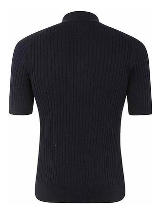 Brunello Cucinelli Ribbed Cotton Polo - Navy