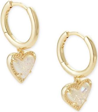 Kendra Scott Ari Heart Huggie Earrings - Gold Iridescent Drusy