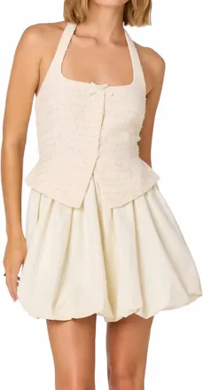 Astr Tweed Bubble Dress In Cream