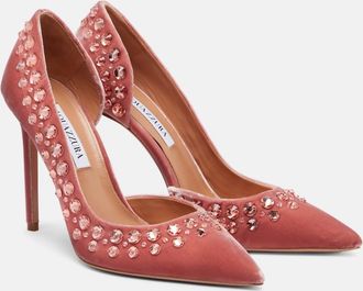 Aquazzura Cosmic Love 105 embellished velvet pumps