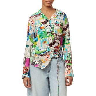 Scotch & Soda x Basquiat Print Wrap Shirt in Basquiat Unbreakable at Nordstrom, Size 10 Us