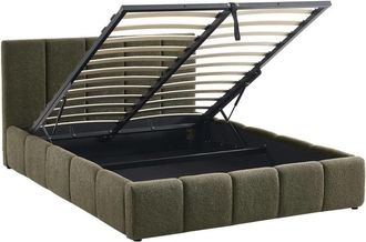 Sweeek Cama ba&uacute;l con somier a l&aacute;minas y cabecero 140cm, acabado en borreguito