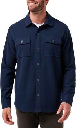 Travis Mathew Wanna Bet Stretch Poplin Button-Up Shirt Jacket in Total Eclipse at Nordstrom, Size Medium