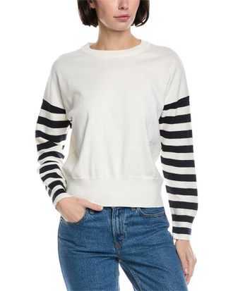 Brodie Stripe Sleeve Cashmere-Blend Sweater