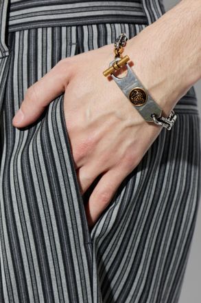 Versace Bracelet With Medusa Head, Mens, Silver