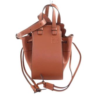 Loewe Pre-owned Hammock Drawstring Mini Leather 2way Schoudertas - Dames - Pre-owned - Bruin - Maat: ONE Size Leer