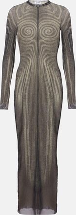 Jean Paul Gaultier Abito lungo Spiral in mesh con stampa
