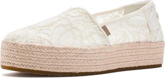 Toms Valencia WIDE Womens Shoes Egret Floral Crochet : 7.5 B - Medium, Textile
