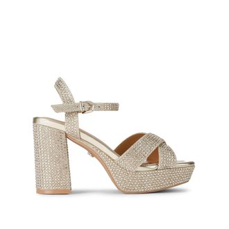 Carvela Womens Sonata Platform Sandals - Gold Fabric - Size UK 9