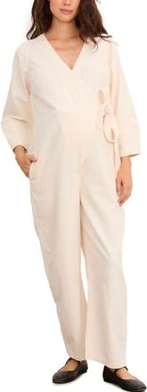 Hatch The Drapey Denim Easy-Nurse Jumpsuit in Chalk at Nordstrom, Size X-Small