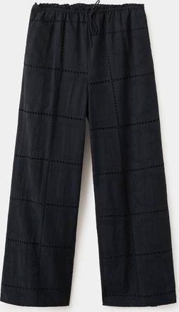 Mango Pantaloni in cotone con ricami intagliati nero - Donna - S - MANGO