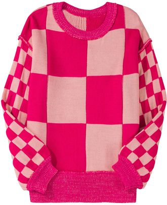 Azura Exchange Geblokt Brei Pullover Truien