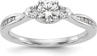 Diamond2Deal 14k White Gold Lab Grown Diamond 3-Stone Band Ring 0.6Ct Clarity- VS Color- G-H
