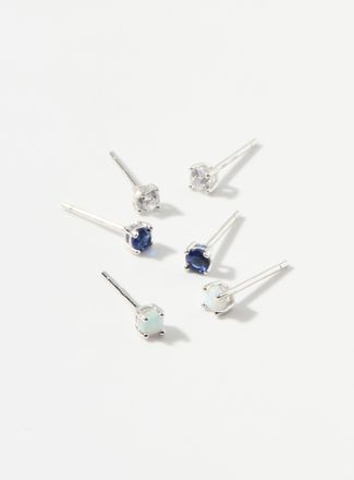 Simons Womens Small-zirconia silver earrings Set of 3