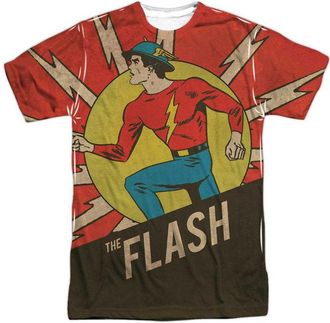 Gildan DC Comics Flash Vintage Comic Flash (Front/Back Print) Short Sleeve Adult Poly Crew Tee / T-Shirt