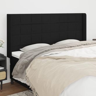 vidaXL Cabecero Con Orejas De Tela Negro 203x16x118/128 Cm Vidaxl