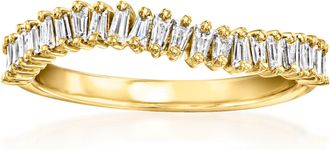 RS Pure by Ross-Simons Baguette Lab-Grown Diamond Wavy Ring in 18kt Gold Over Sterling