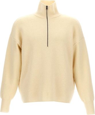 Maryya Half Zip Sweater - Heren - Coltruien - Wit - M - Wol - Truien & Vesten