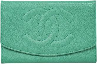 Chanel Pre-owned Wallets, female, Green, Size: ONE SIZE Pre-owned Leather Wallet