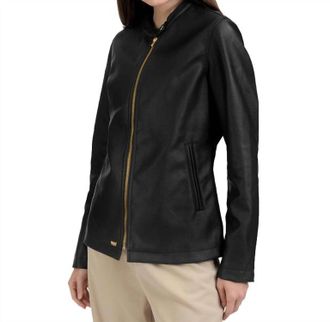 Nine West Caf&eacute; Faux-Leather Racer Jacket In Black