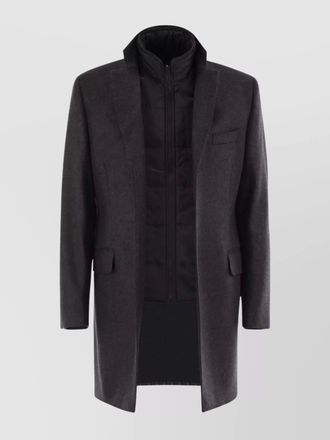 Fay double breasted long coat flap pockets