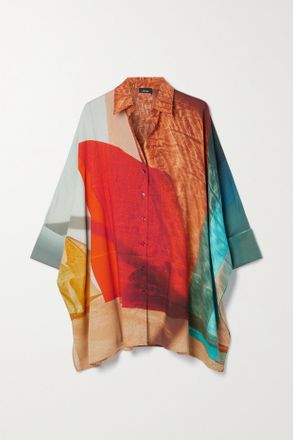 Akris Asymmetric Printed Wool-crepe Tunic - Rosso