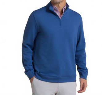 Southern Tide Mens Schooner Quarter Zip Top In Nautical Blue
