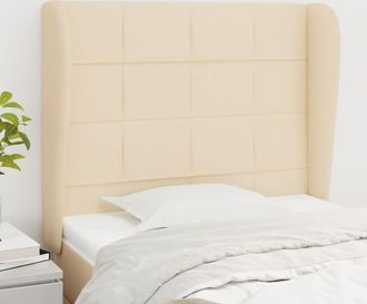 vidaXL Cabecero Con Orejas De Tela Color Crema 93x23x118/128 Cm Vidaxl
