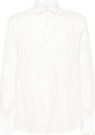 Peninsula spread-collar linen shirt - men - Linen/Flax - M - White