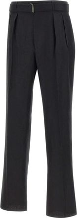 Tagliatore Double-Pleated Wide Broeken - Heren - Wijde Broeken - Zwart - M - Leer - Broeken