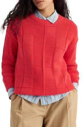 Seasalt Cornwall Hedge Rock Check Stitch Organic Cotton Blend Sweater in Cayenne at Nordstrom, Size 10 Us