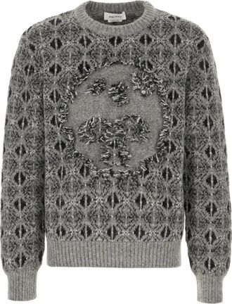 Alexander McQueen Maglieria - Heren - Ronde hals truien - Grijs - XL - Truien & Vesten