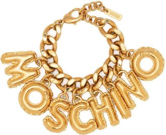 Moschino balloon-effect logo bracelet - women - Aluminium/Brass/Zamak - S - Gold