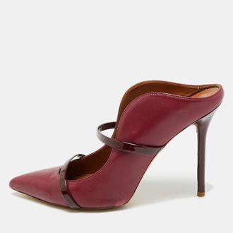 Malone Souliers Maureen Size 40.5 Burgundy Leather and Patent Leather Mules