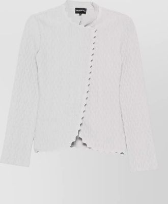 Emporio Armani wave-textured asymmetric zip knitted blazer jacket
